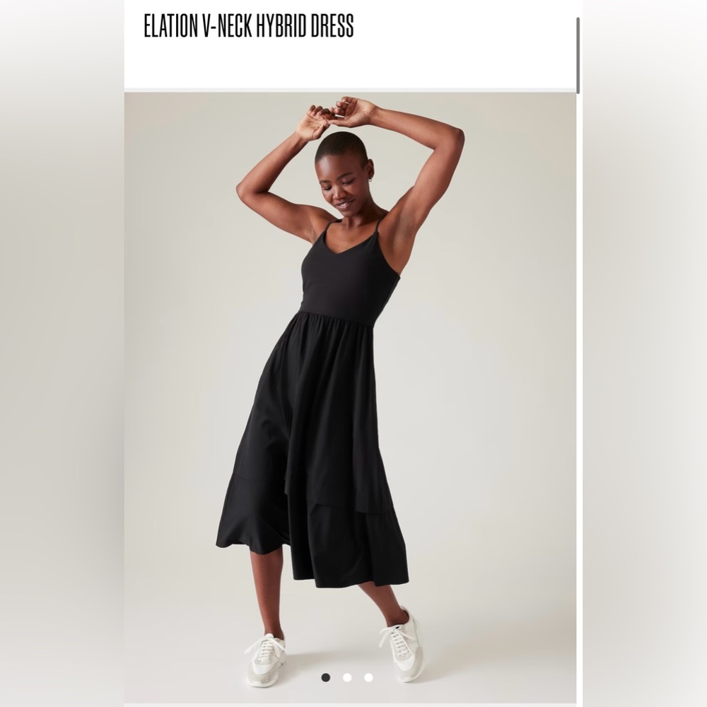 New With Tags Athleta size medium, black Elation V neck hybrid dress.